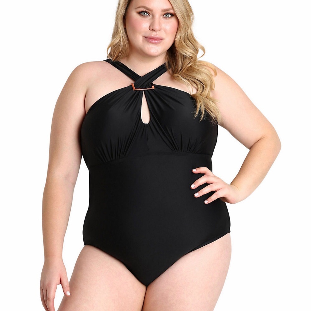 🎉HP🎉 Plus Size Raven One-Piece Swimsuit in Black